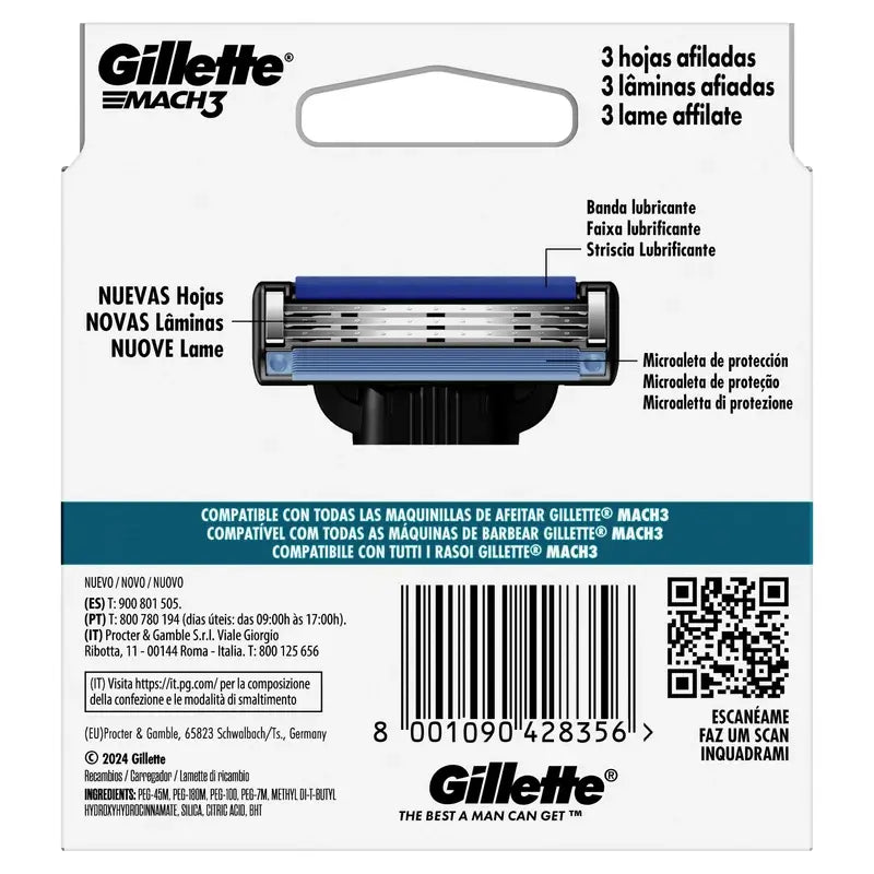 Gillette Mach3 Recambio Hombre, 6 Recambios