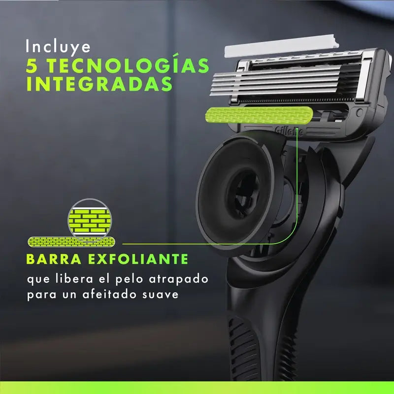 Gillette Labs Maquinilla con Barra Exfoliante + 1 Recambio y Colgador