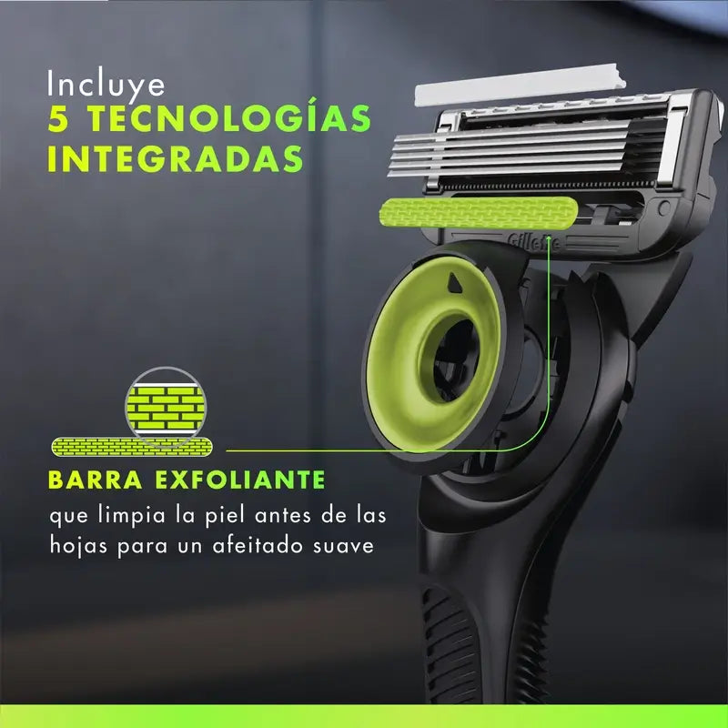Gillette Labs Maquinilla con Barra Exfoliante + 5 Recambios y Base