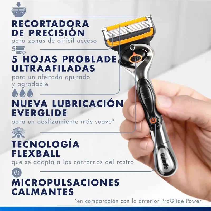 Gillette Proglide Power 1 Maquinilla De Afeitar , 2 recambios