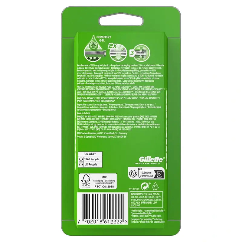 Gillette Sensor3 Sensitive Maquinillas Desechables Hombre Banda Lubricante, 8 unidades