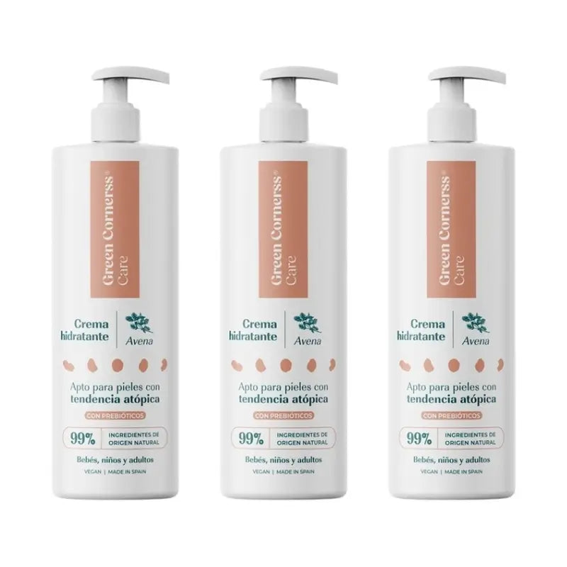 Green Cornerss Crema Hidratante de Avena, 3 x 280 ml