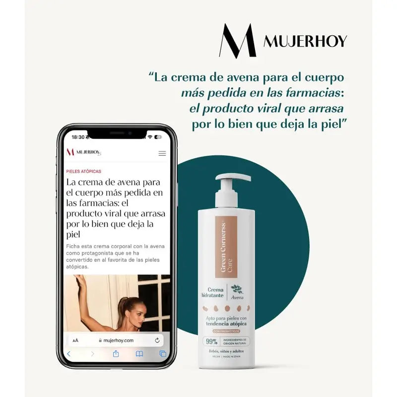 Green Cornerss Crema Hidratante de Avena, 3 x 280 ml