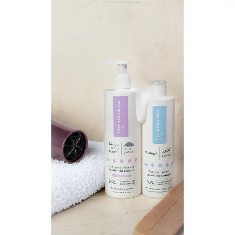 Green Cornerss Gel de Baño de Arroz Púrpura, 400 ml