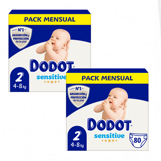 Dodot Sensitive Recién Nacido Box Talla 2, 2 x 80 Unidades