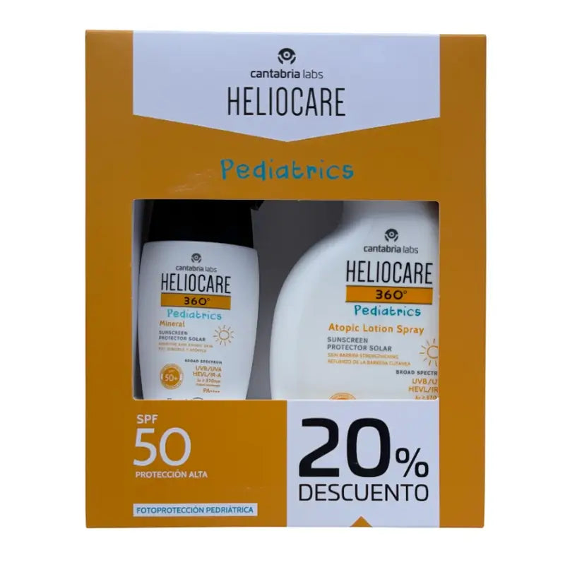 Heliocare 360 Pediatrics Mineral Spf 50+ 50 Ml + Heliocare 360 Pediatrics Atopic Loción Spray Spf 50 250 Ml