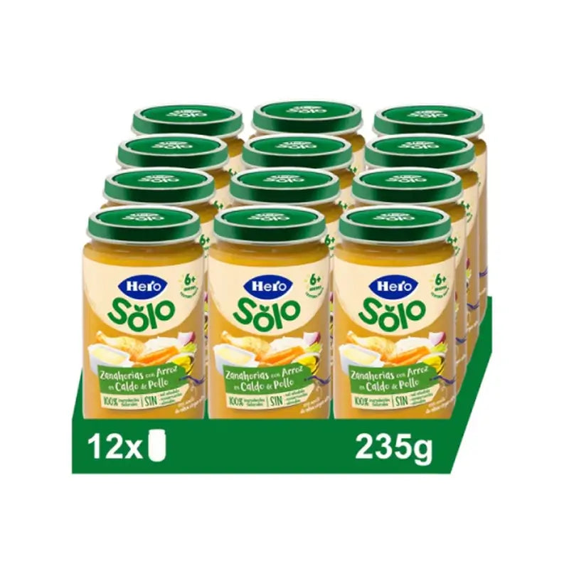 Hero Baby Pack Tarrito Zanahoria Arroz Caldito Pollo, 12 X 235 Gr