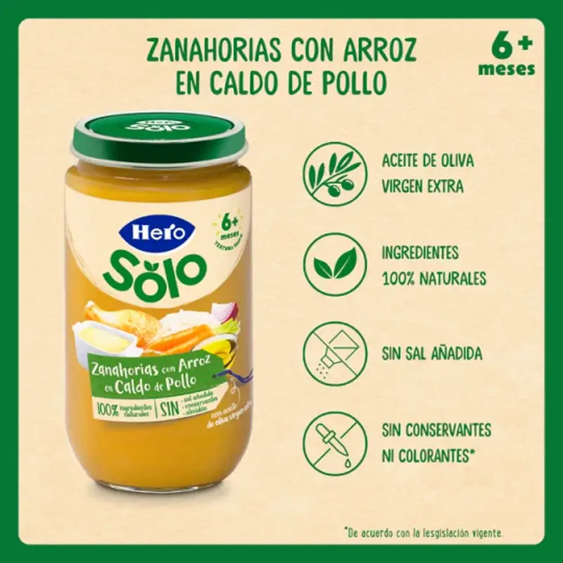 Hero Baby Pack Tarrito Zanahoria Arroz Caldito Pollo, 12 X 235 Gr