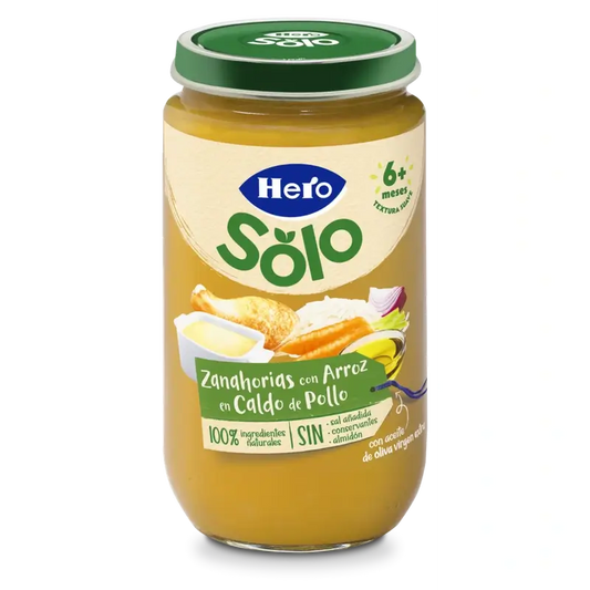 Hero Baby Tarrito Zanahorias con Arroz en Caldito de Pollo, 235gr