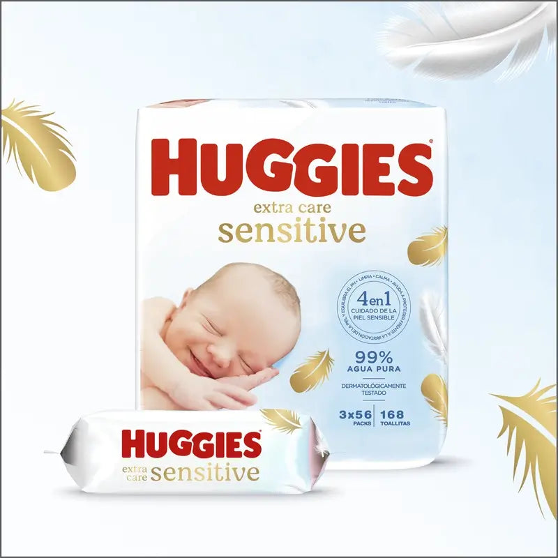 Huggies Extra Care Sensitive Toallitas , 144 unidades