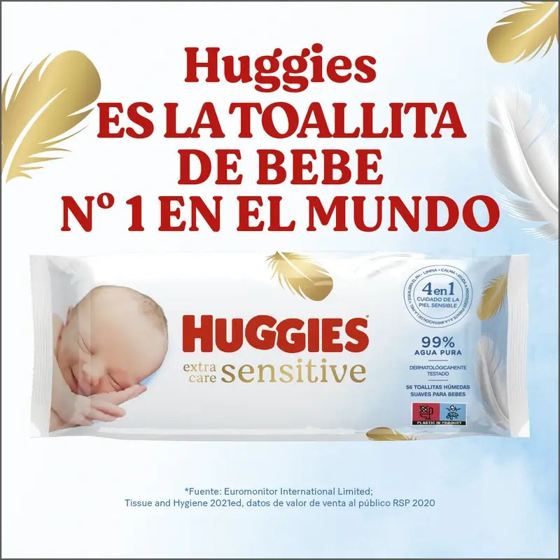 Huggies Extra Care Sensitive Toallitas , 48 unidades