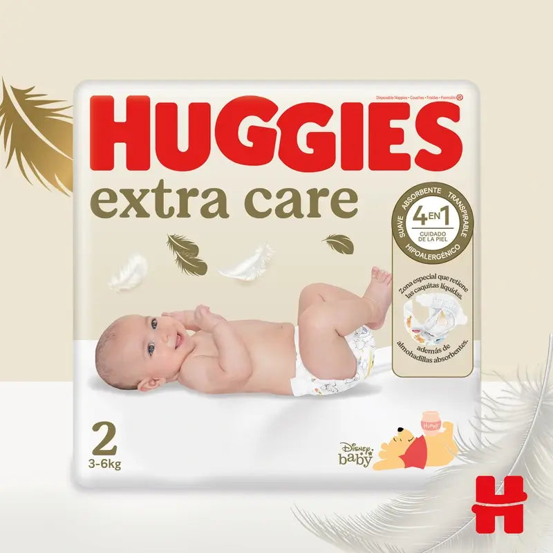 Huggies Extra Care Talla 2 (4-6 Kg) Pañal Para Bebé Disney, 24 unidades