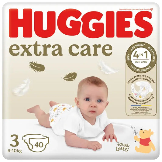 Huggies Extra Care Talla 3 (6-10 Kg) Pañal Para Bebé Disney, 40 unidades