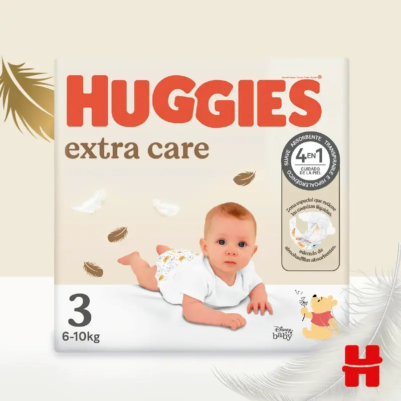 Huggies Extra Care Talla 3 (6-10 Kg) Pañal Para Bebé Disney, 40 unidades