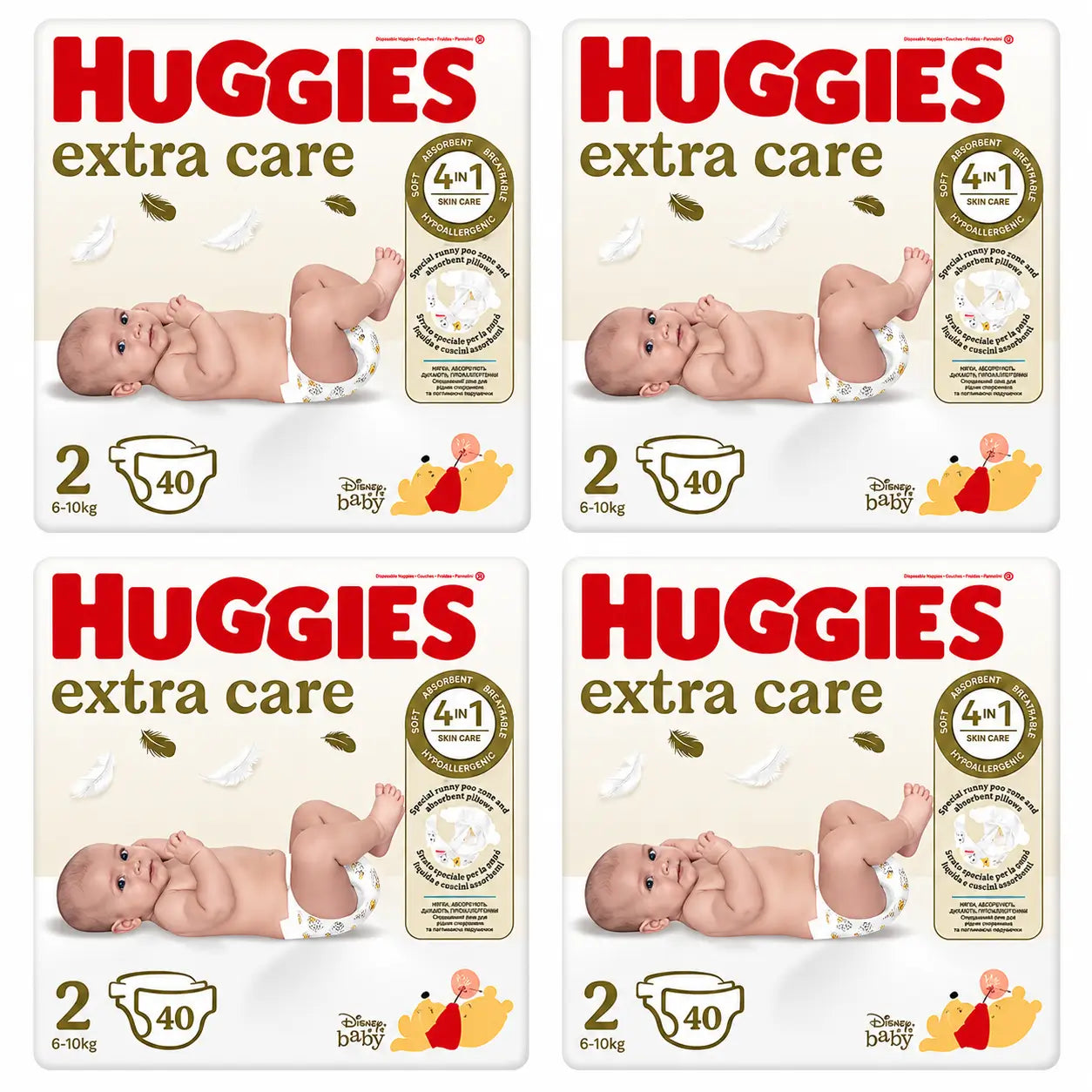 Huggies Extra Care Talla 3 (6-10 Kg) Pañal Para Bebé Disney, 40 unidades, pack 4