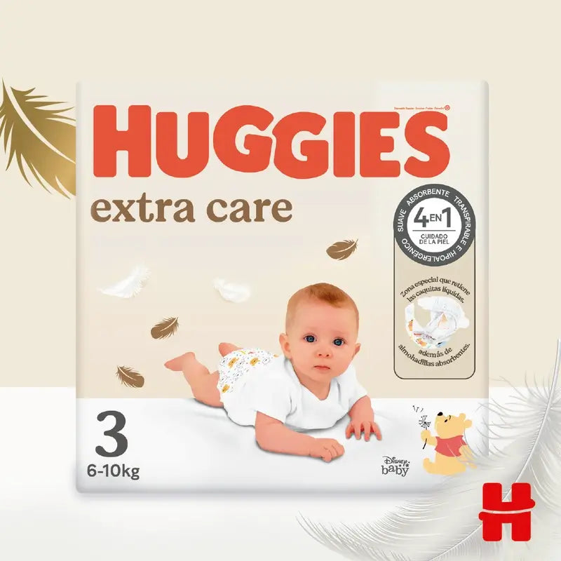 Huggies Extra Care Talla 3 (6-10 Kg) Pañal Para Bebé Disney , 96 unidades