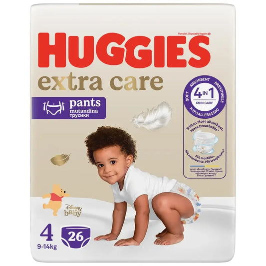 Huggies Extra Care Talla 4 (9-14 Kg) Pañal Braguita Para Bebé Disney , 26 Unidades