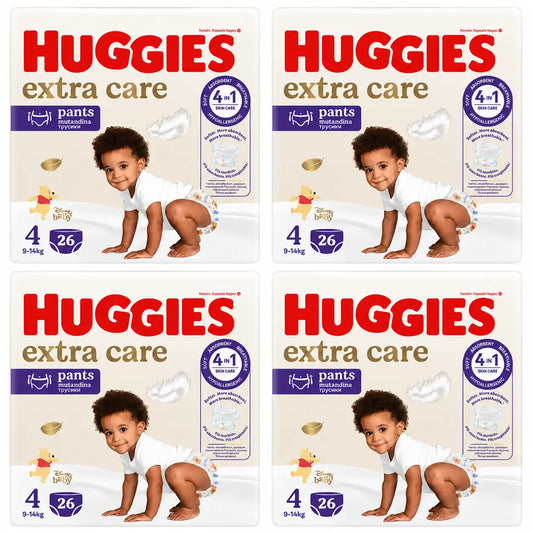 Huggies Extra Care Talla 4 (9-14 Kg) Pañal Braguita Para Bebé Disney , 26 Unidades, pack 4
