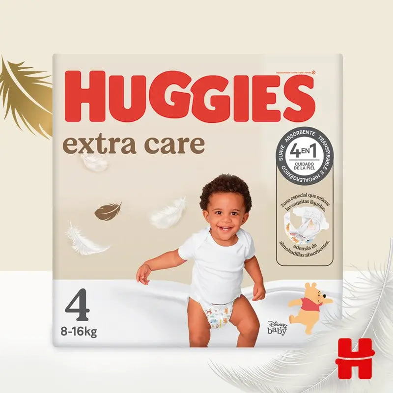 Huggies Extra Care Talla 4 (9-14 Kg) Pañal Para Bebé Disney , 76 unidades
