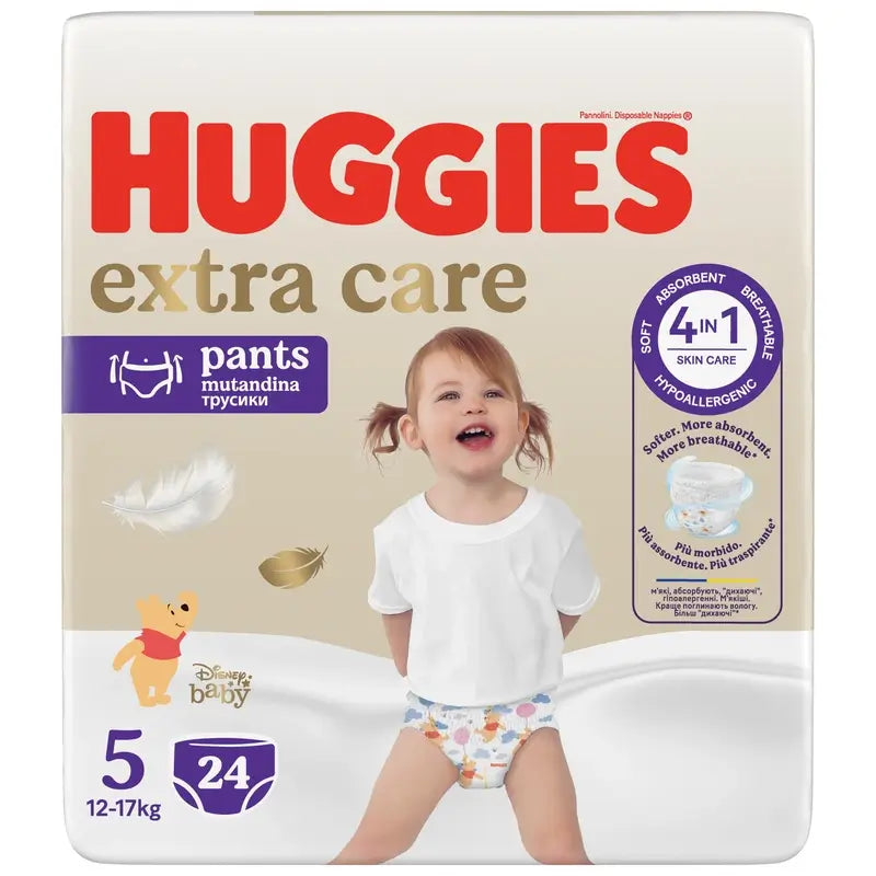Huggies Extra Care Talla 5 (12-17 Kg) Pañal Braguita Para Bebé Disney , 24 unidades