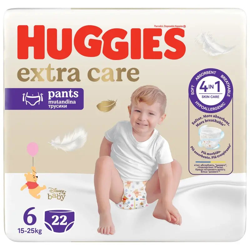 Huggies Extra Care Talla 6 (15-25 Kg) Pañal Braguita Para Bebé Disney , 22 unidades