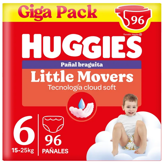 Huggies Little Movers Talla 6 (15-25 Kg) Pañal Braguita Para Bebé Disney , 96 unidades