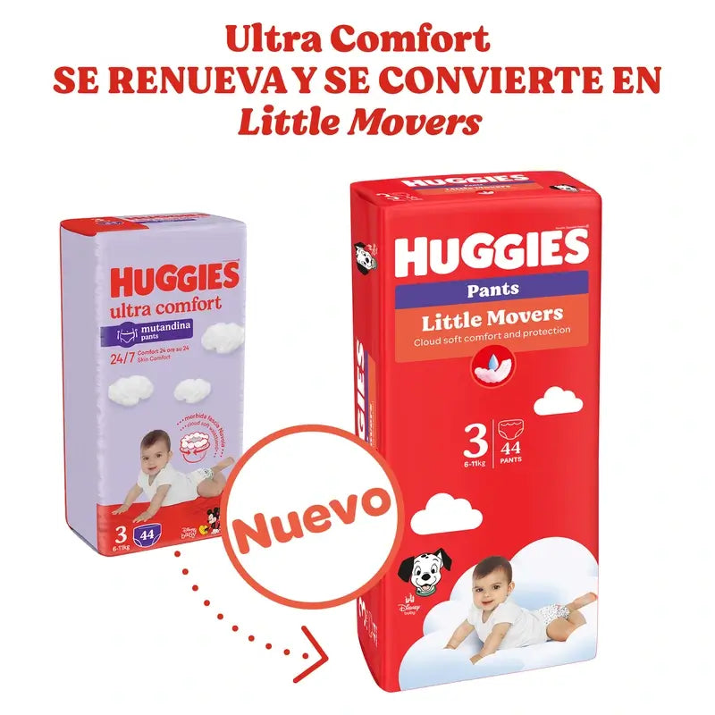 Huggies Little Movers Talla 6 (15-25 Kg) Pañal Braguita Para Bebé Disney , 96 unidades