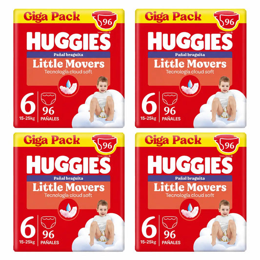 Huggies Little Movers Talla 6 (15-25 Kg) Pañal Braguita Para Bebé Disney , 96 unidades, pack 4