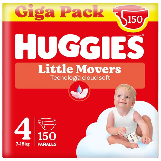 Huggies Little Movers Talla 4 (7-18 Kg) Pañal Para Bebé Disney , 150 Unidades