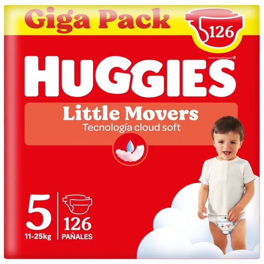 Huggies Little Movers Talla 5 (11-25Kg) Pañal Para Bebé Disney , 126 Unidades