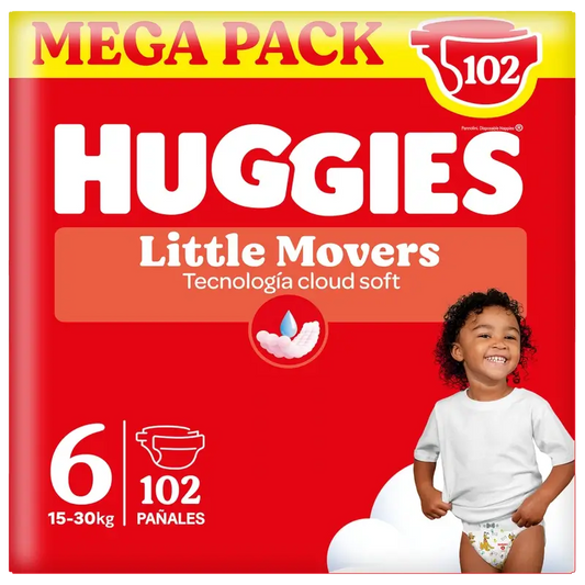 Huggies Little Movers Talla 6 (15-30 Kg) Pañal Para Bebé Disney , 102 Unidades