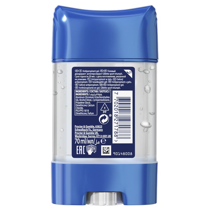 Gillette Desodorante Clear Gel  Anti Transpirante Triumph Sport 70Ml