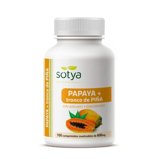 Sotya Papaya + Tronco De Piña 600 Mg, 100 Comprimidos