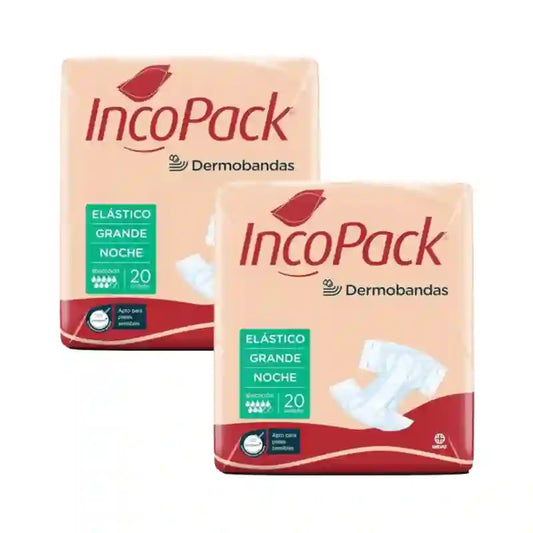 Incopack Absorbente Elástico Noche Talla Grande , Pack 2, 160 Unidades.