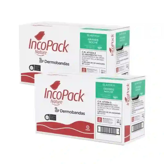 Incopack Nature Absorbente Elástico Talla Grande , Pack 2, 160 Unidades.