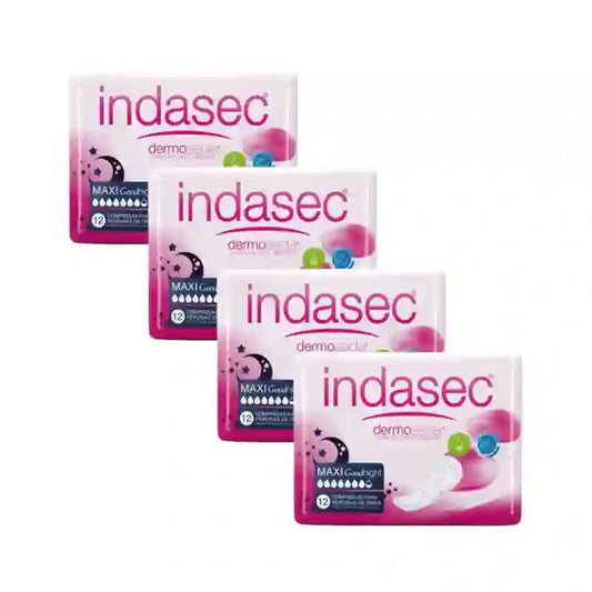 Indasec Dermoseda Compresa Incontinencia Maxi Good Night , 4X12 Unidades
