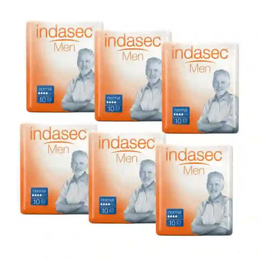Indasec Men Absorbente Masculino Normal , 6X10 Unidades