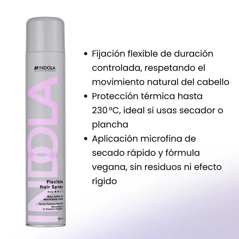 Indola Laca De Fijación Flexible Profesional , 500 Ml
