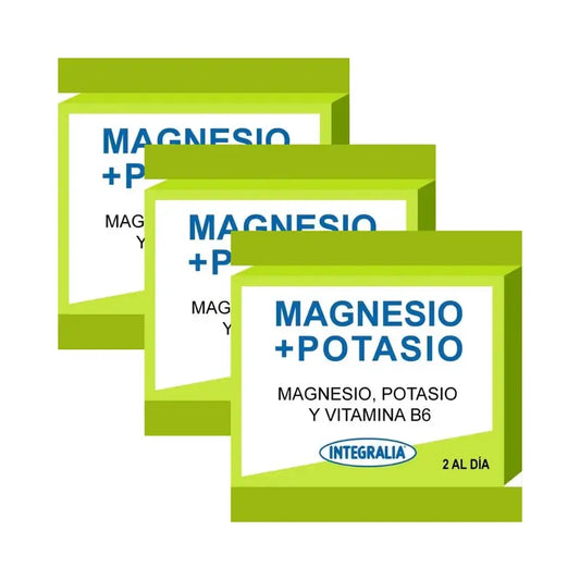 Integralia Magnesio + Potasio + Vitamina B6, 3X60 Cápsulas