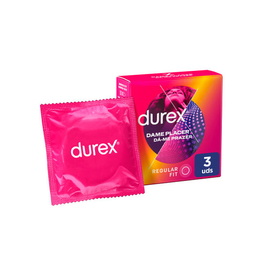 Durex Preservativos Dame Placer, Con Puntos Y Estrías Para Una Estimulación Extra, 3 Condones