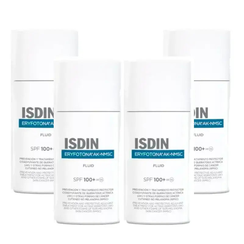 Isdin Fotoprotector Eryfotona AK-NMSC Fluid SPF 100+, Pack 4 x 50 Ml