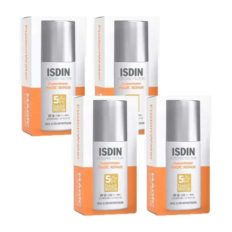 Isdin Fotoprotector Fusion Water Magic Repair SPF 50+, Pack 4 x 50 Ml