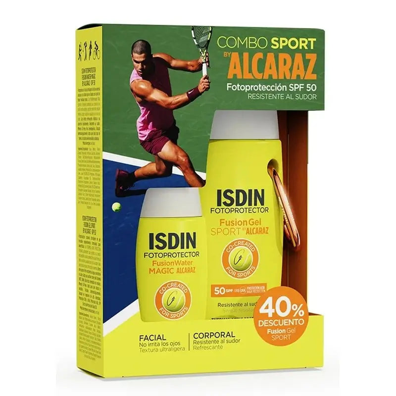Isdin Pack By Alcaraz Fusion Water Magic + Gel Sport Dto 40%, 2 unidades