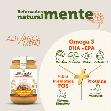 Natursenior Puré Adultos Garbanzos Con Carne Y Jamón Ibérico Con Omega 3 Dha+Epa, Prebióticos Y Proteínas. , 340 gr