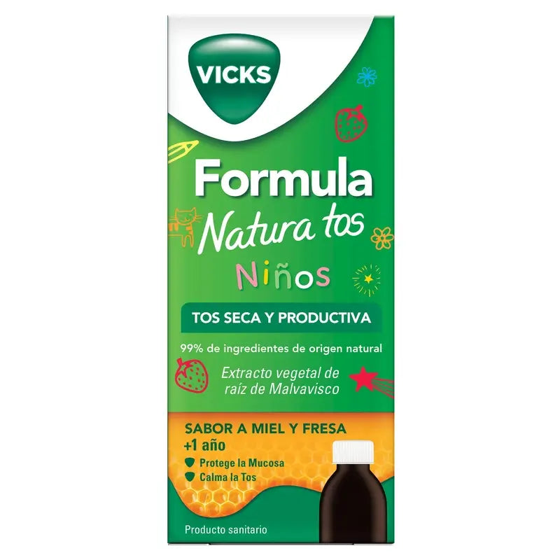Jarabe Vicks Fórmula Natura Tos Niños Sabor Miel Y Fresa, 140 ml