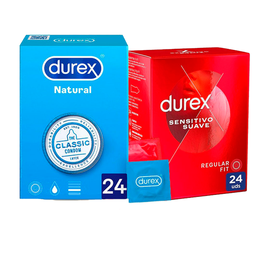 Durex Pack Preservativos Natural Plus, 24 Unidades + Sensitivo Suave, 24 Unidades