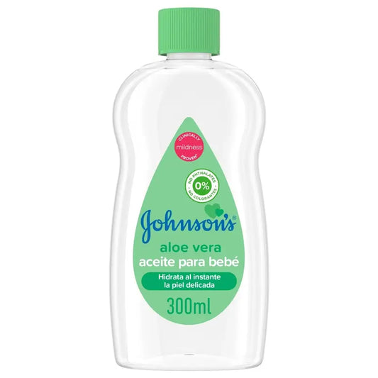 Johnson's Baby Aloe Vera Aceite, Hidrata y Nutre Al Instante, 300 ml