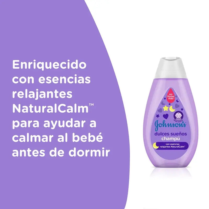 Johnson'S Baby Dulces Sueños, Champú con Esencias Relajantes Naturalcalm, Lavanda y Manzanilla, 300 ml