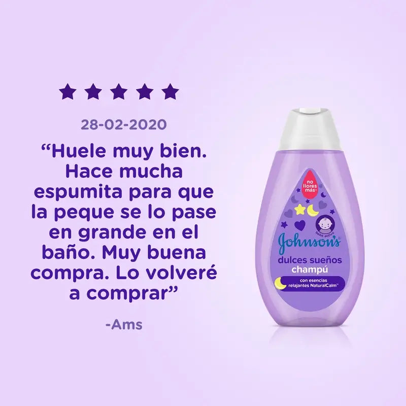 Johnson'S Baby Dulces Sueños, Champú con Esencias Relajantes Naturalcalm, Lavanda y Manzanilla, 300 ml