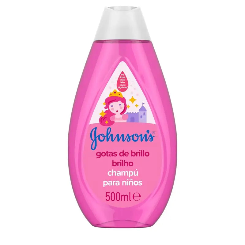 Johnson's Baby Champú Gotas de Brillo para Niños, con Aceite de Argán, Cabello Brillante, Suave y Sedoso, 500 ml
